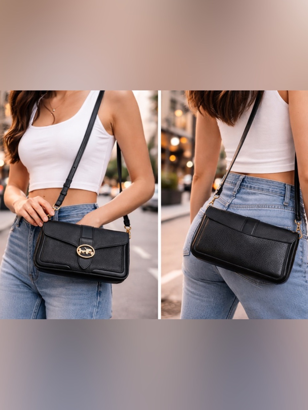 Coach Georgiana, black, pebble leather and gold hardware No: B2122-5493 - Picture 4 of 13
